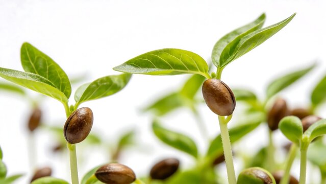 Coffee seedlings with green leaves