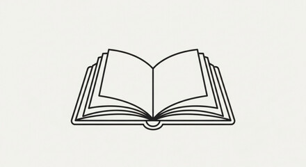 Open book illustration with blank pages on light background symbolizing learning reading and knowledge
