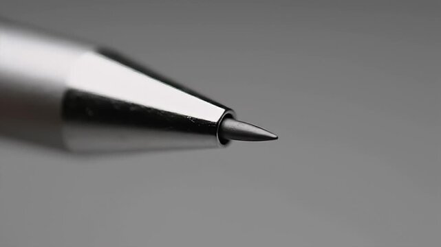 Polished Chrome Ballpoint Pen Tip Macro Closeup