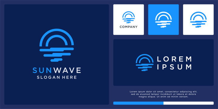 Sun wave logo design template