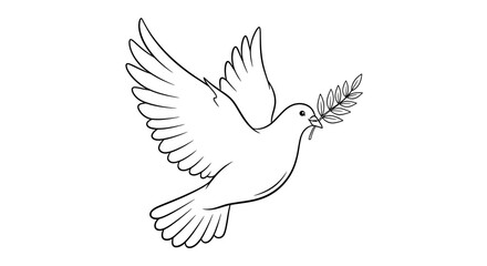 Obraz premium Dove Flying with Olive Branch Symbol.