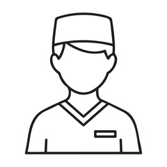 Line art depiction of a medical professional wearing a cap a distinct silhouette
