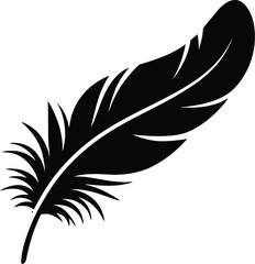 Obraz premium A minimalist black feather illustration viewed from the side