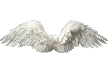Naklejka premium White angel wings with natural feathers and sparkling crystal decoration, symbolizing purity, spirituality, and divine grace