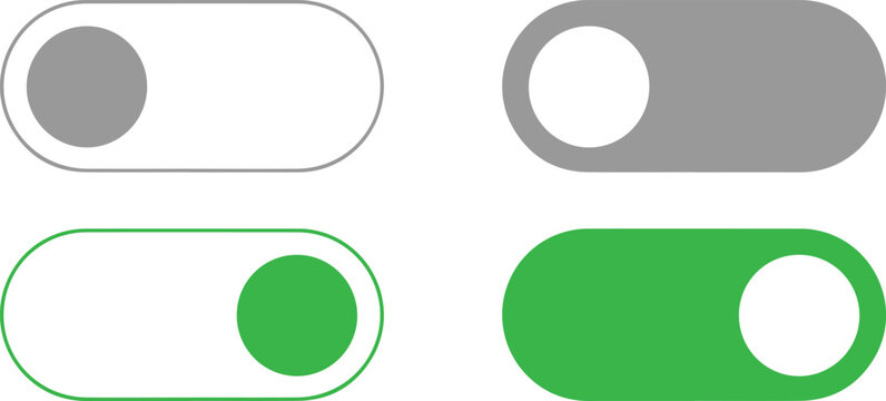 Modern toggle switch icons in gray and green