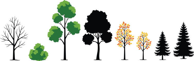 Set of six black and white gardening icons including a rake shovel potted flower watering can soil bag and plant leaf isolated on white © MstMaher