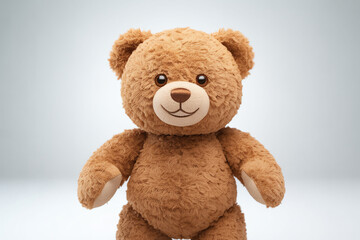 Fototapeta premium A cute brown teddy bear standing alone on a white background