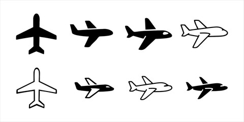 Vector Set of Modern Airplane Icons for Global Travel and Aviation Themes © Sunnn