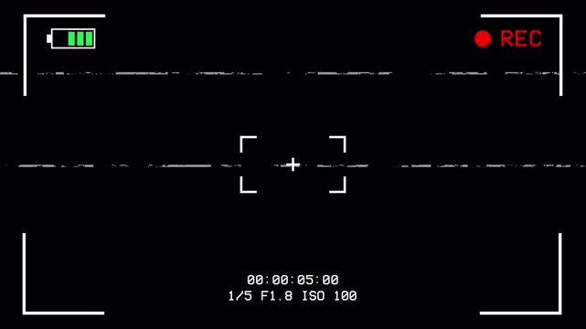 Digital Camera Viewfinder Recording Screen with Glitch Effect and UI Elements 4k video animation seamless loop