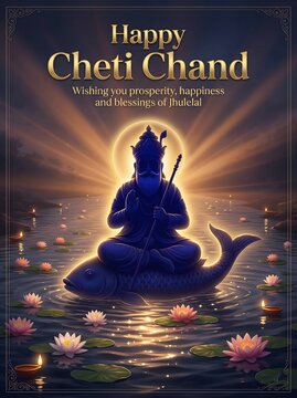 Vibrant Cheti Chand celebration with Jhulelal on a fish