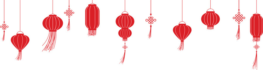 Chinese lantern border, Chinese New Year background, banner © Ufgj