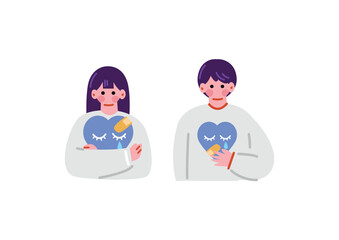 Fototapeta premium 精神疾患を抱える男女のイラスト