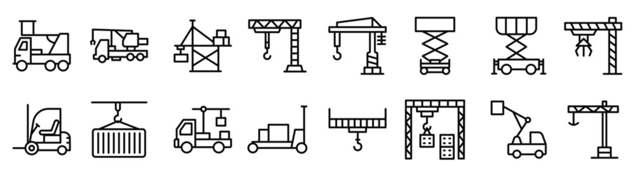 pack of different cranes icons