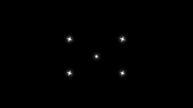 Glowing Twinkle Star Doodle Vector Loop Animation on black Background, Cute Hand Drawn Sparkle Stars Seamless Motion Pattern for Magical Kids Theme and Fantasy Design. Fairy twinkle stars animation.4k