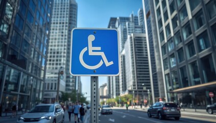 Accessible parking sign featuring a wheelchair icon
