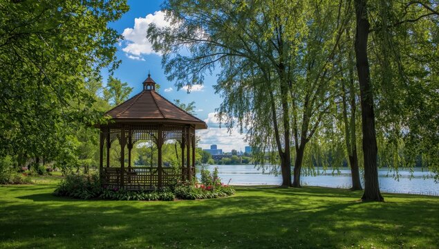 Pavilion overlooking the Kama River. Perm, Russia