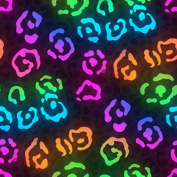 Neon rainbow leopard print glowing effect