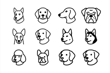 Fototapeta premium Collection of Dog Breeds Logos Simple Outline Drawings Vector
