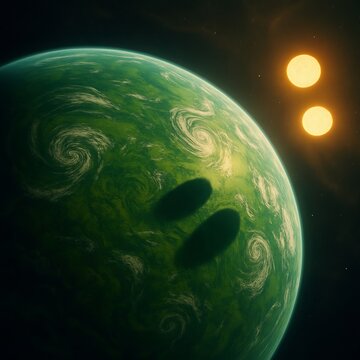 Key Verdant surface details swirling atmospheric storms double s