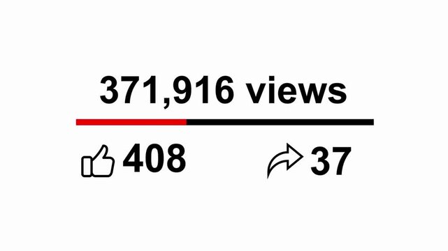 a view count with a like button and a share icon on a plain white background.