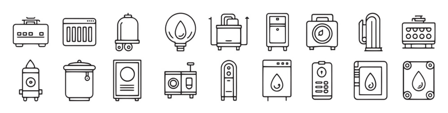 boiler concept related icons set isolated on white