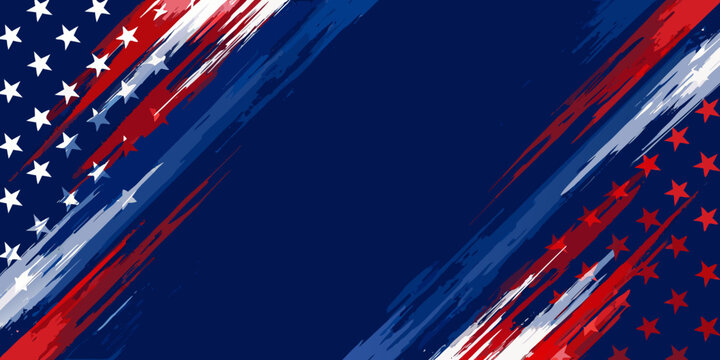 Patriotic american flag with brushstroke textures and scattered stars