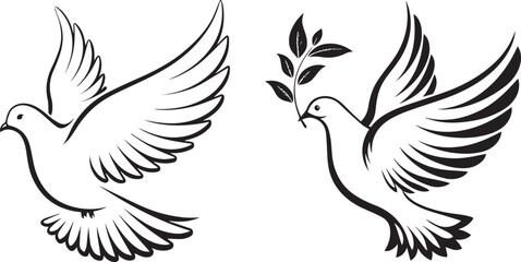 Obraz premium Flying Dove Bird Peace Symbol Illustration