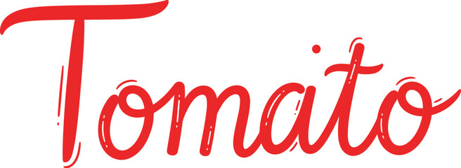 Tomato handwritten lettering typography red brush script text design fresh food calligraphy word art vector illustration © MdMohimot
