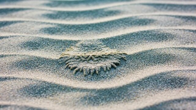 Sand Pattern with Sea Urchin Closeup.