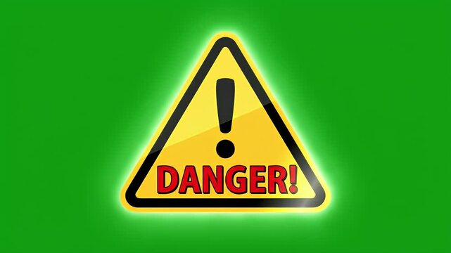 A bright yellow triangle with a black border and exclamation mark