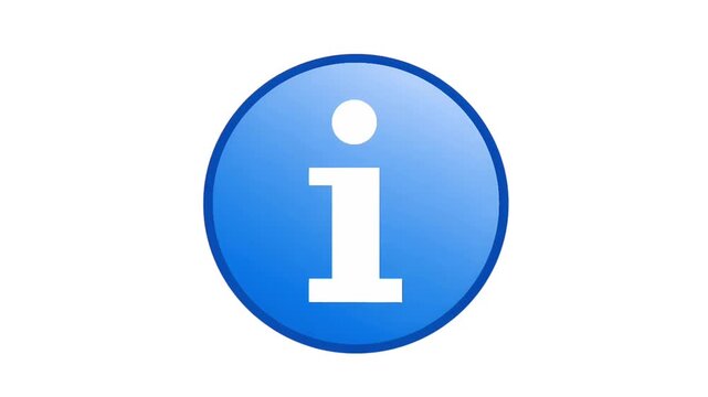 Animated Blue Information Icon Symbol on white background