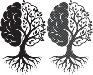 Fototapeta premium The intertwined brains and trees symbolizing the connection between mind and nature