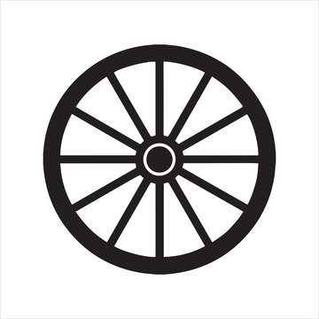 wagon wheel silhouette icon, wheel vector silhouette