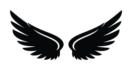 Obraz premium Pair of symmetrical vector wings extending gracefully against a plain background.