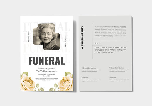 Funeral Program Memorial Service Obituary Layout