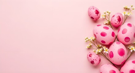 Easter monday pink easter eggs and floral arrangement