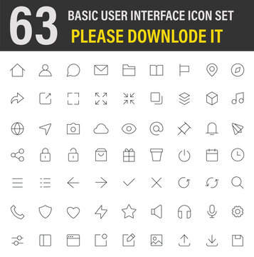 User Interface Thin Line Icons Editable Stroke stock illustration Icon Symbol, Graphical User Interface, Direction, Internet, Social Media