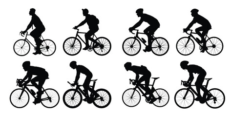 Obraz premium collection active cyclists silhouette illustration