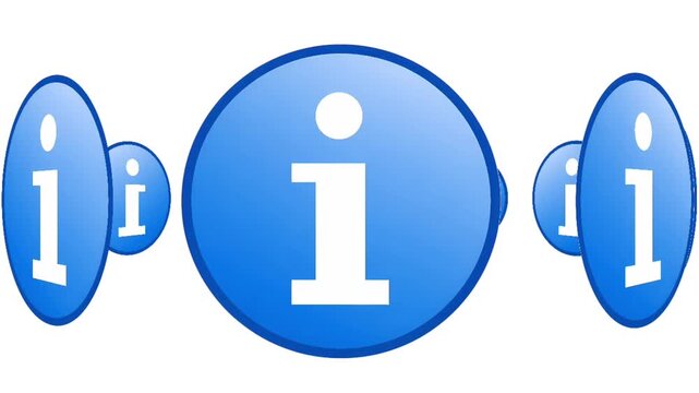 Animated Blue Information Icon Symbol on white background