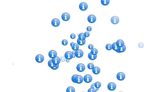 Animated Blue Information Icon Symbol on white background