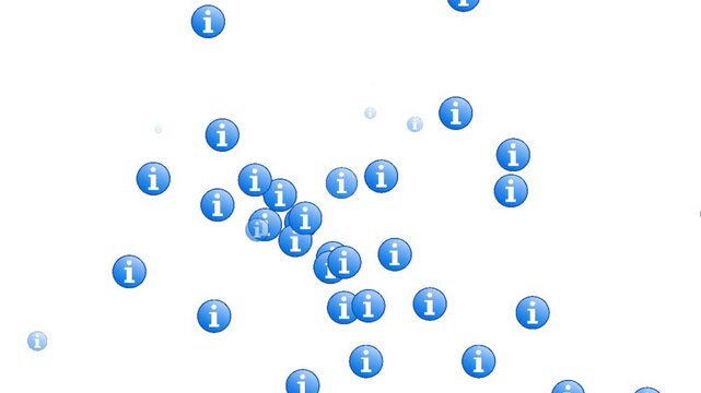 Animated Blue Information Icon Symbol on white background