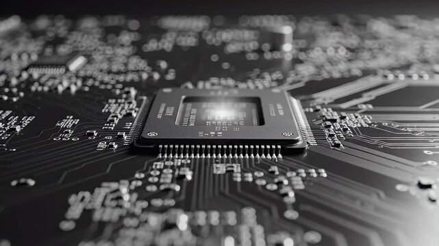 Extreme close-up of a complex central processing unit on a circuit board