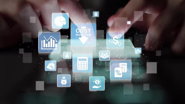 Cost reduction and cost saving through digital transformation, business cost optimization, operational cost reduction, financial savings, and resource efficiency strategy for business success. Funnel
