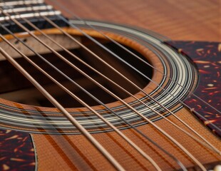 Obraz premium Acoustic Guitar Strings Close-Up
