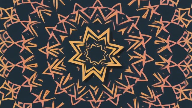 geometric starburst pattern design with orange and yellow shapes on bl