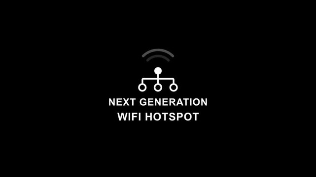 Next generation wifi hotspot connection symbol on black background wireless internet
