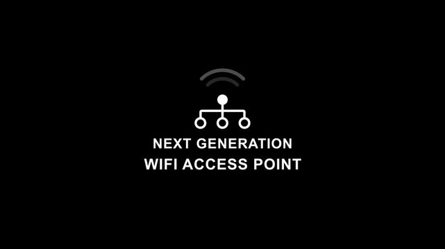 Next generation wi fi access point on black background with white text and symbol representing modern wireless internet connectivity