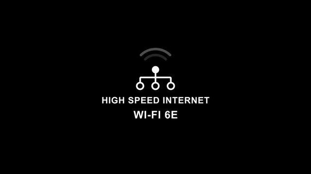 Speed internet wi- fi 6 e network connection symbol on black background wifi 6e wireless technology internet symbol