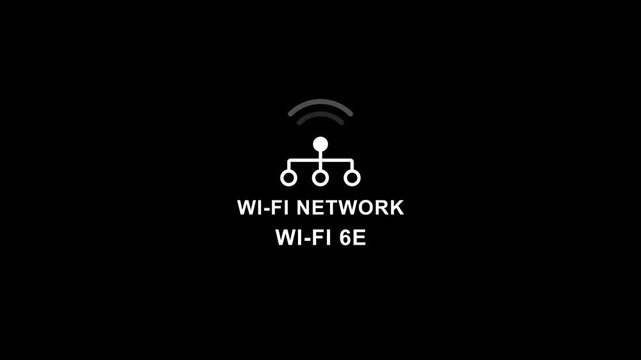 Wi- fi network symbol wi- fi 6 e connectivity on black background wi-fi 6e internet
