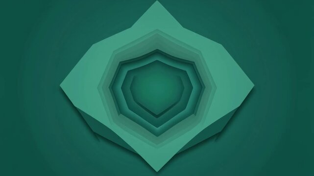 Geometric green layered paper cutout design with hexagonal shapes